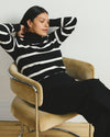 Renee Savvy Fine Knit Raglan Turtleneck - Black/White Stripes