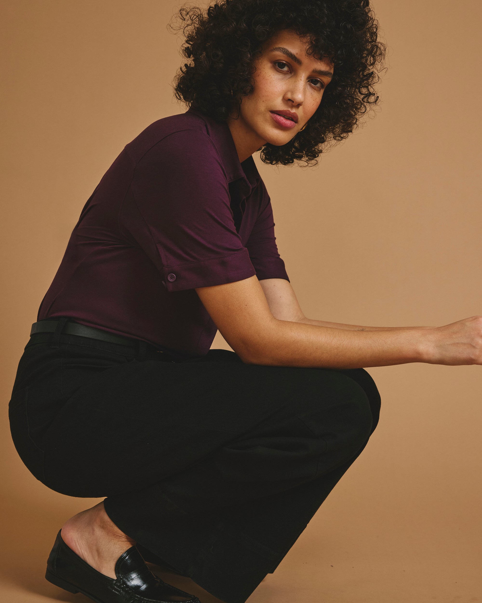 Chelsea Liquid Jersey Short Sleeve Shirt - Acai | Plus Size & Straight Size Women's Fashion | Universal Standard