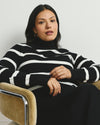 Renee Savvy Fine Knit Raglan Turtleneck - Black/White Stripes