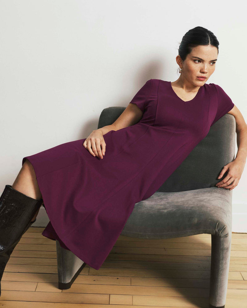 Lucinda Ponte Midi Dress - Plum Caspia | Plus Size & Straight Size Women's Fashion | Universal Standard