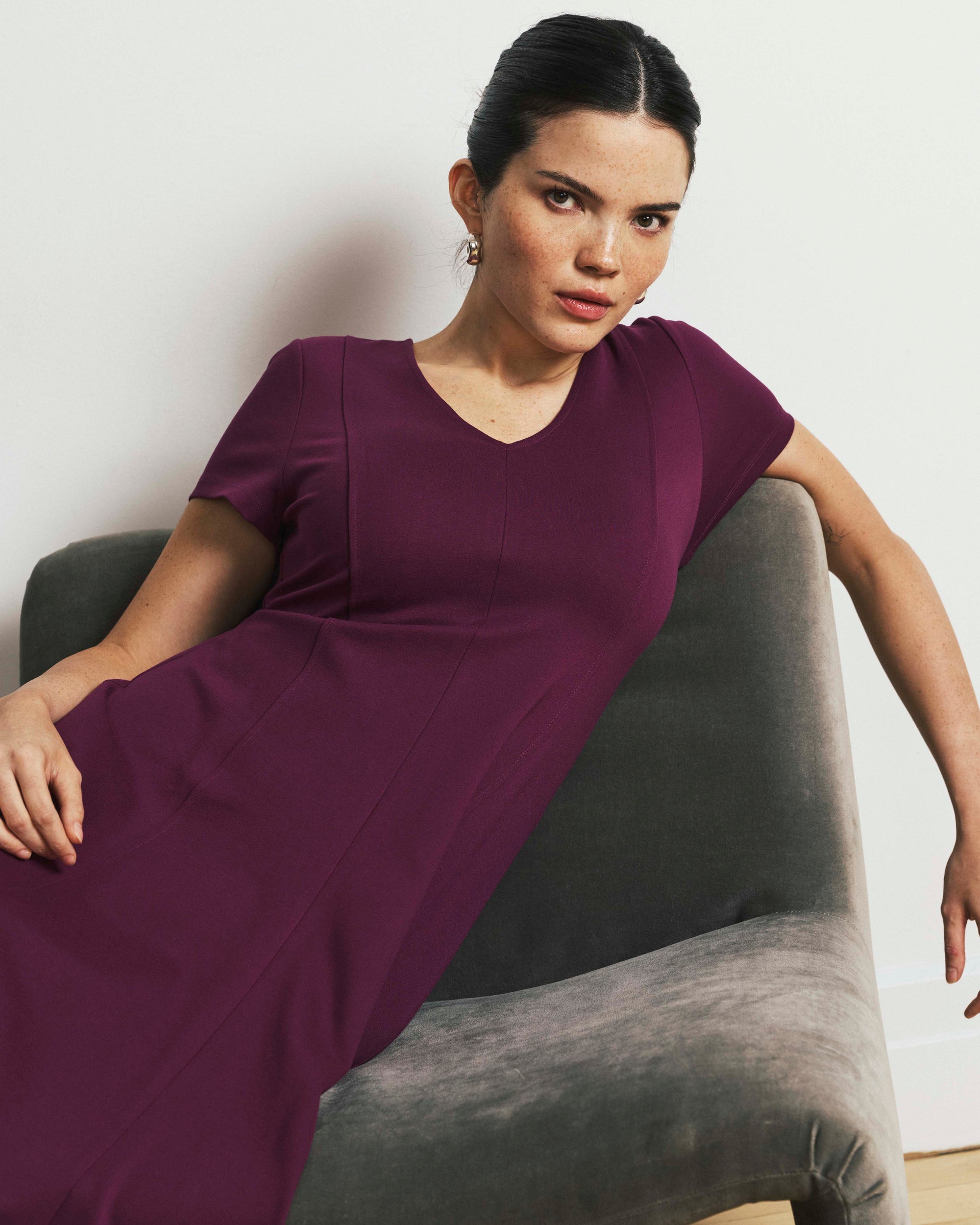 Lucinda Ponte Midi Dress - Plum Caspia | Plus Size & Straight Size Women's Fashion | Universal Standard