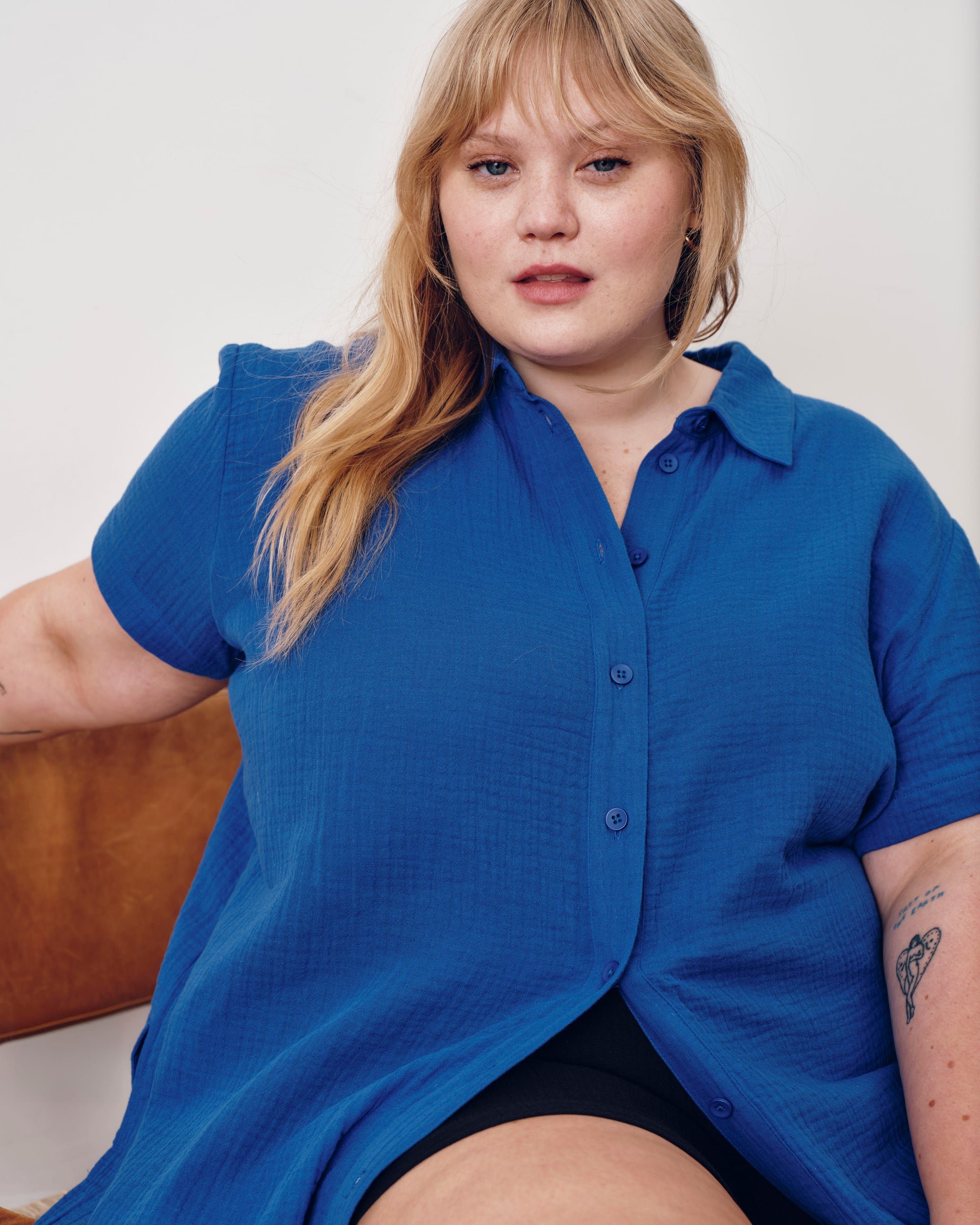 Luxe Cotton Gauze Beach Shirt - Ultramarine | Plus Size & Straight Size Women's Fashion | Universal Standard