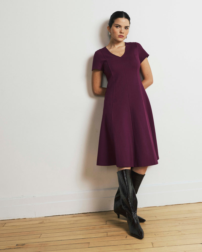 Lucinda Ponte Midi Dress - Plum Caspia | Plus Size & Straight Size Women's Fashion | Universal Standard