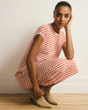 Iconic Geneva Dress - Ecru/Poppy Stripe