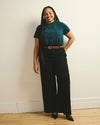 Woman wearing Carrie High Rise Wide Leg Jeans - Jet Black from Fit Liberty