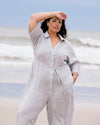 Maggie Barrel Leg Linen Blend Jumpsuit - Beach Stripe | Plus Size & Straight Size Women's Fashion | Universal Standard