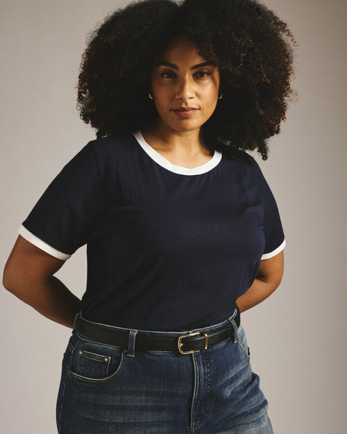 Tee Rex - Navy/White Trim | Plus Size & Straight Size Women's Fashion | Universal Standard
