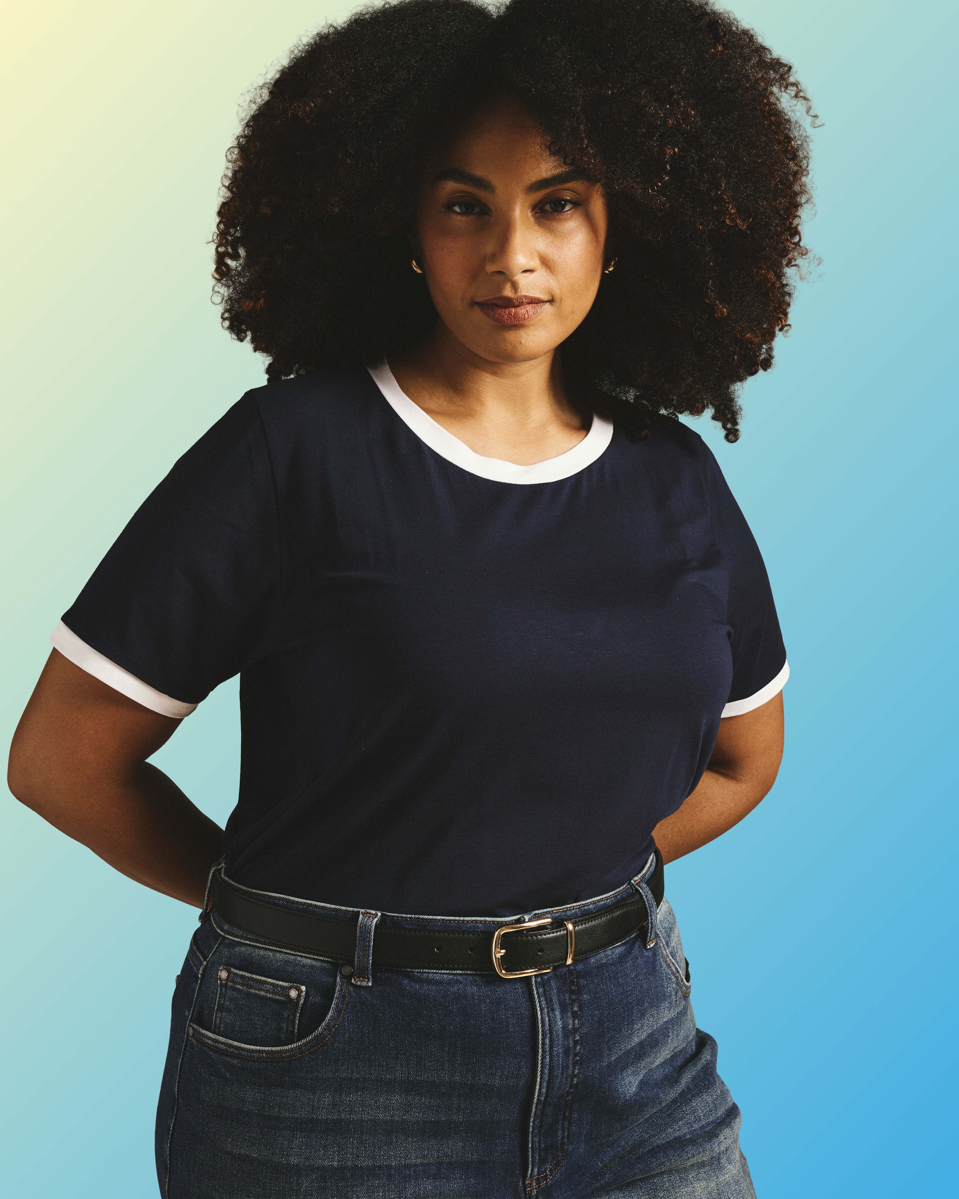 Tee Rex - Navy/White Trim | Plus Size & Straight Size Women's Fashion | Universal Standard