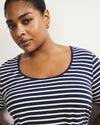 Scoop Neck Tee - Navy/White Stripe