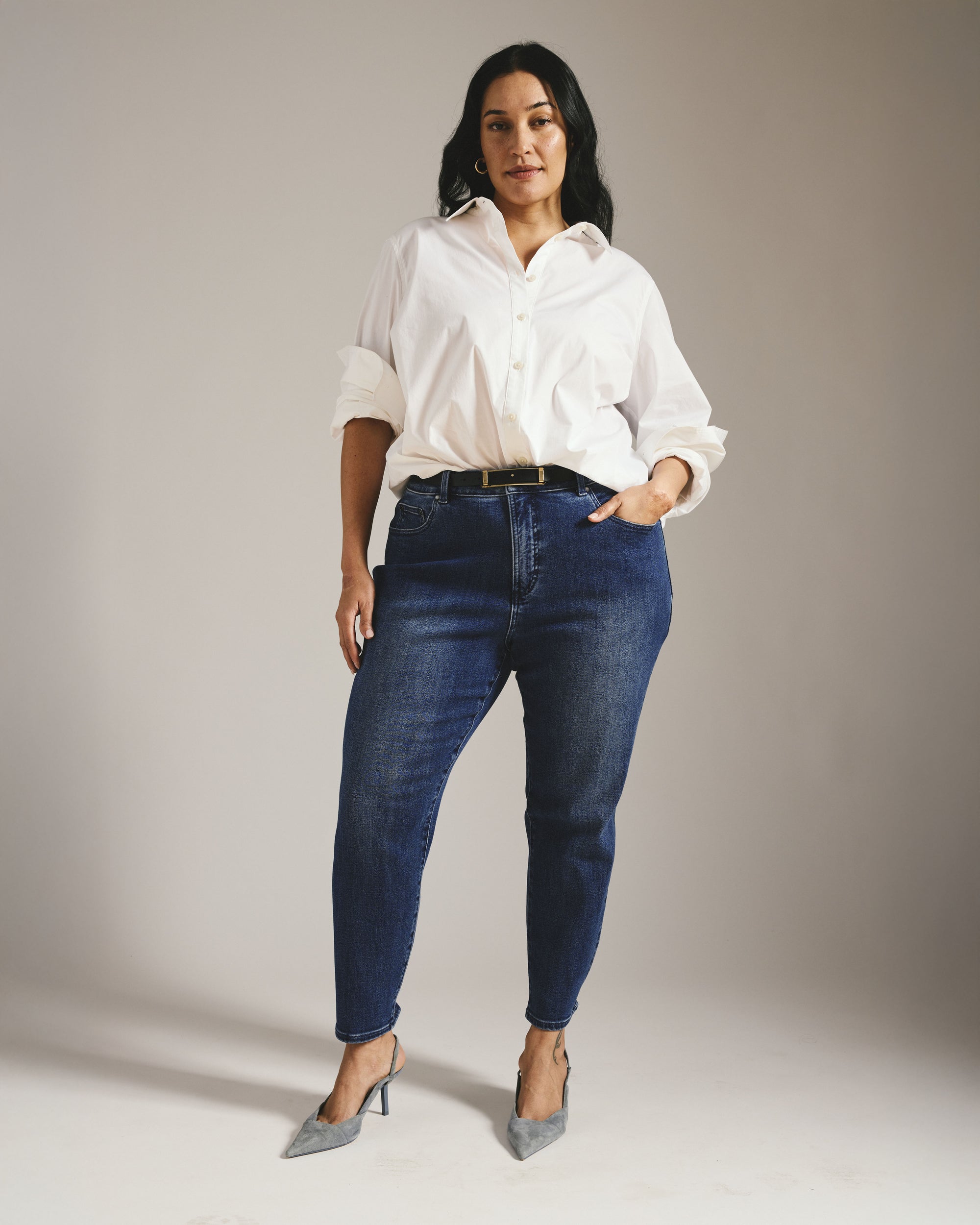 high waisted dress jeans High Waist Relaxed Jeans - Michele Wash