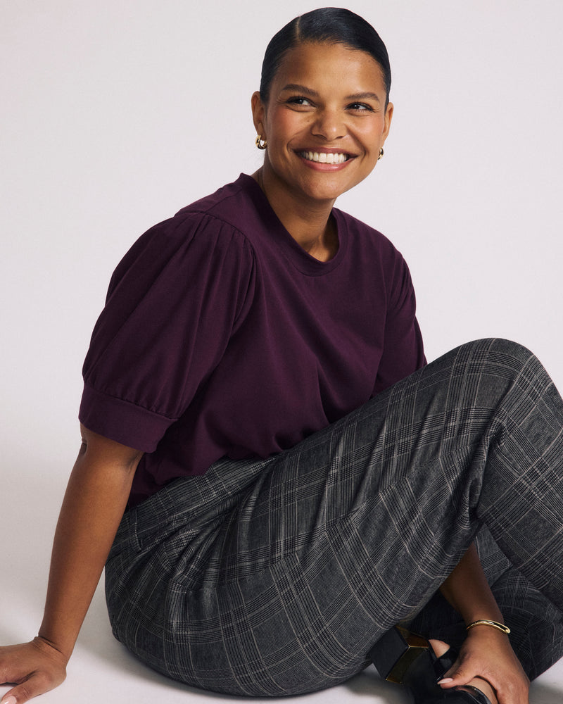 Woman wearing Pouf Sleeve Tee - Acai from Universal Standard