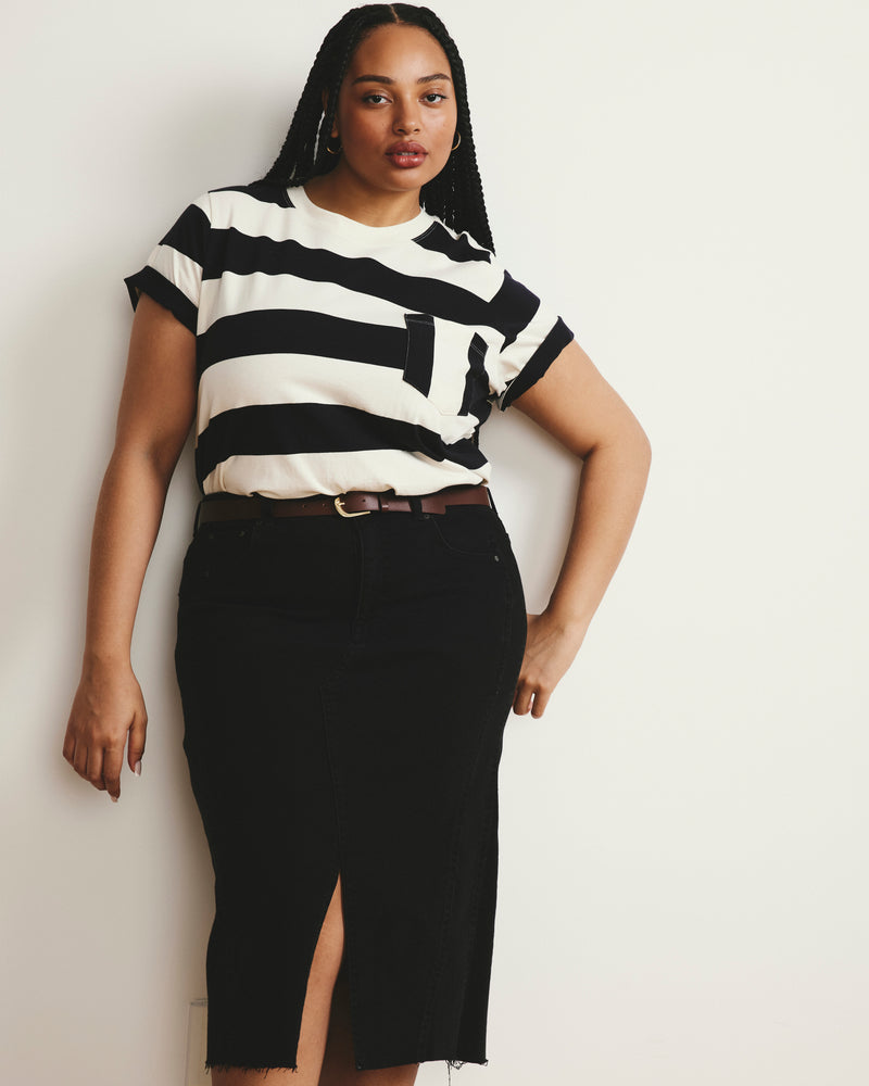 Breton Stripe Garcon Tee - Ecru/Black Rugby Stripe