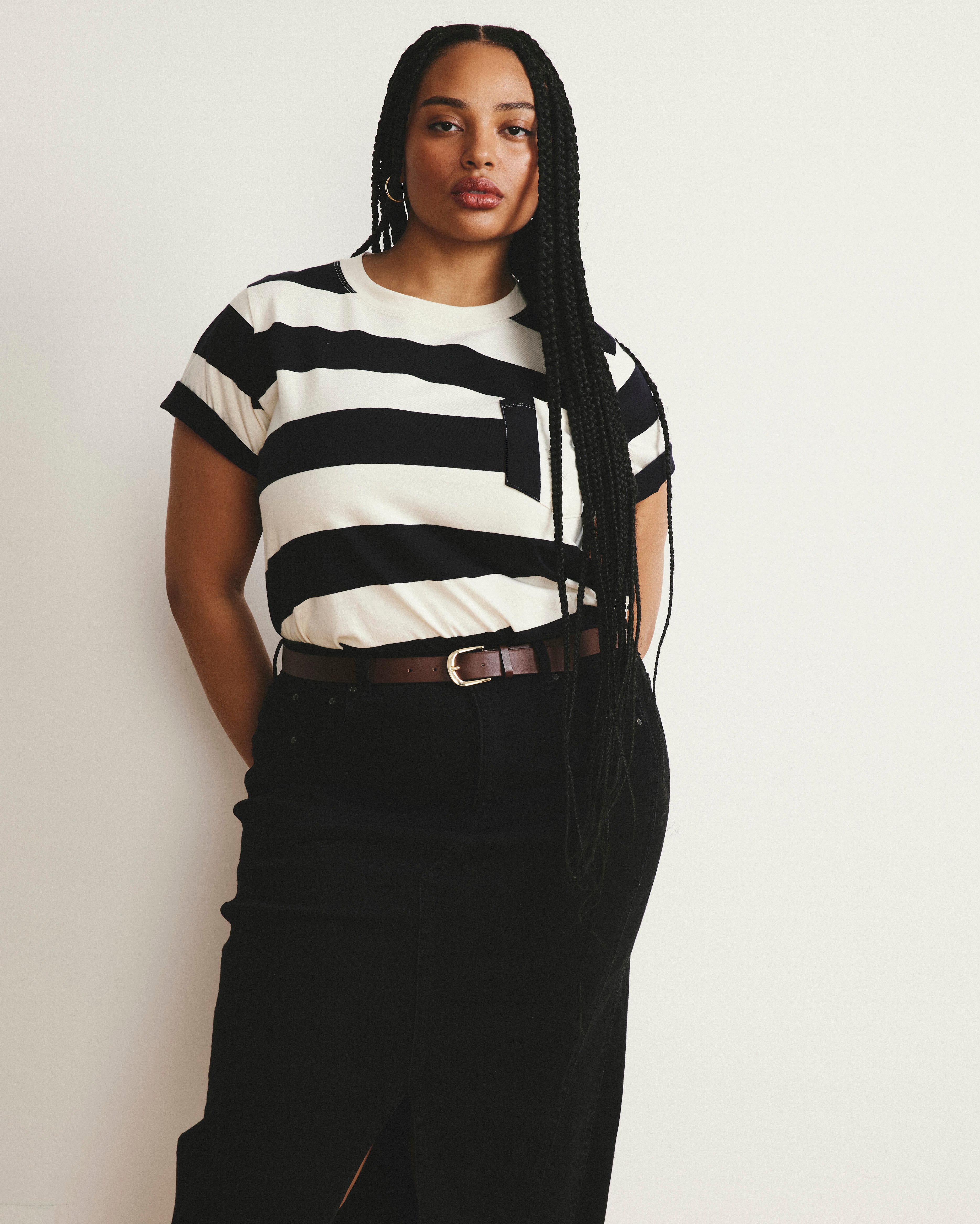Breton Stripe Garcon Tee - Ecru/Black Rugby Stripe | Plus Size & Straight Size Women's Fashion | Universal Standard