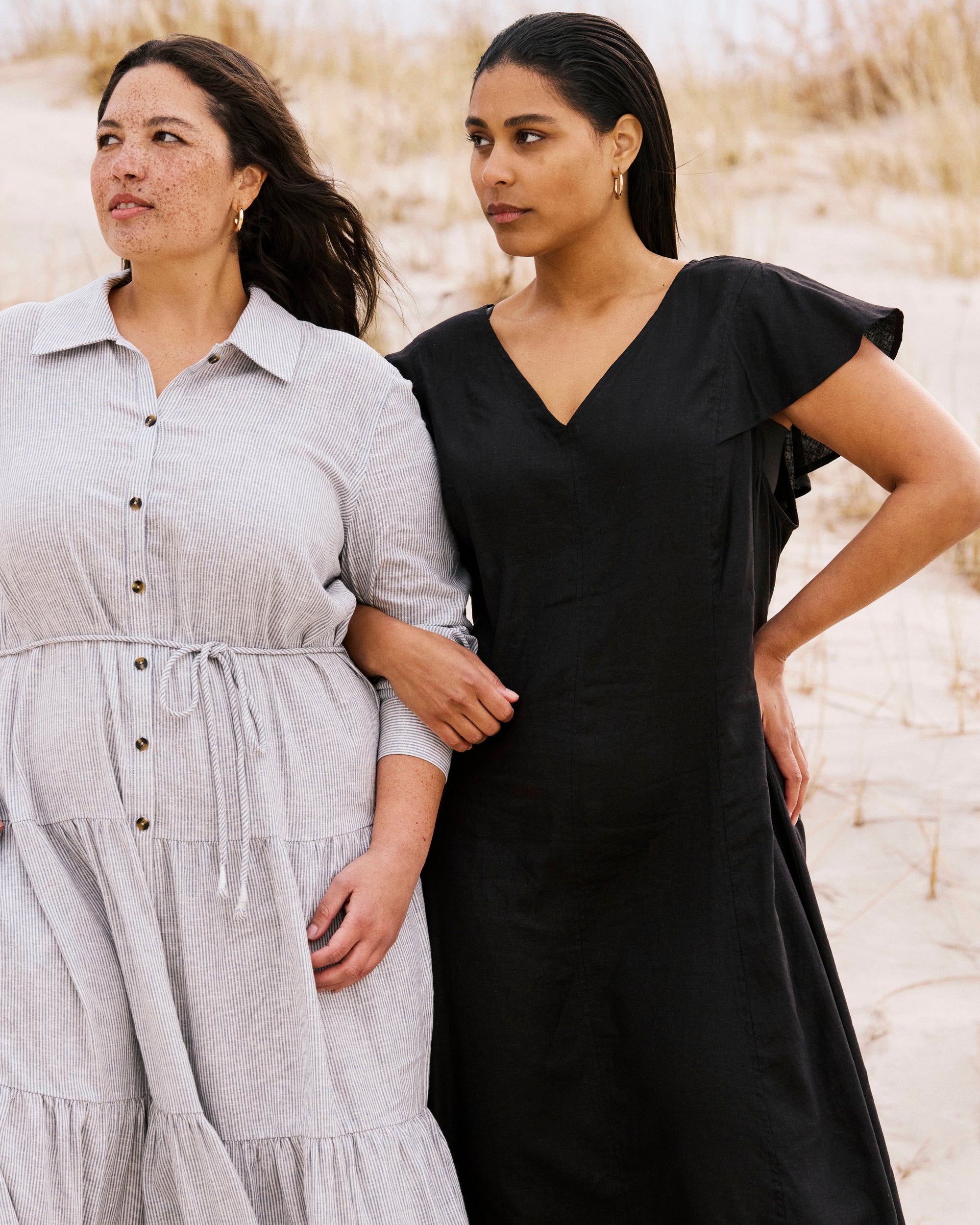 Alix Linen Shirtdress - Beach Stripe Universal Standard Alix Linen Shirtdress - Beach Stripe Universal Standard