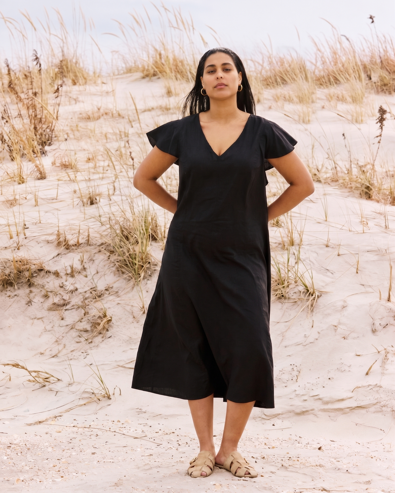 Victoria Linen Blend Dress - Black | Plus Size & Straight Size Women's Fashion | Universal Standard