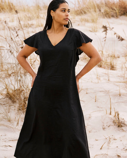 Victoria Linen Blend Dress - Black – Universal Standard