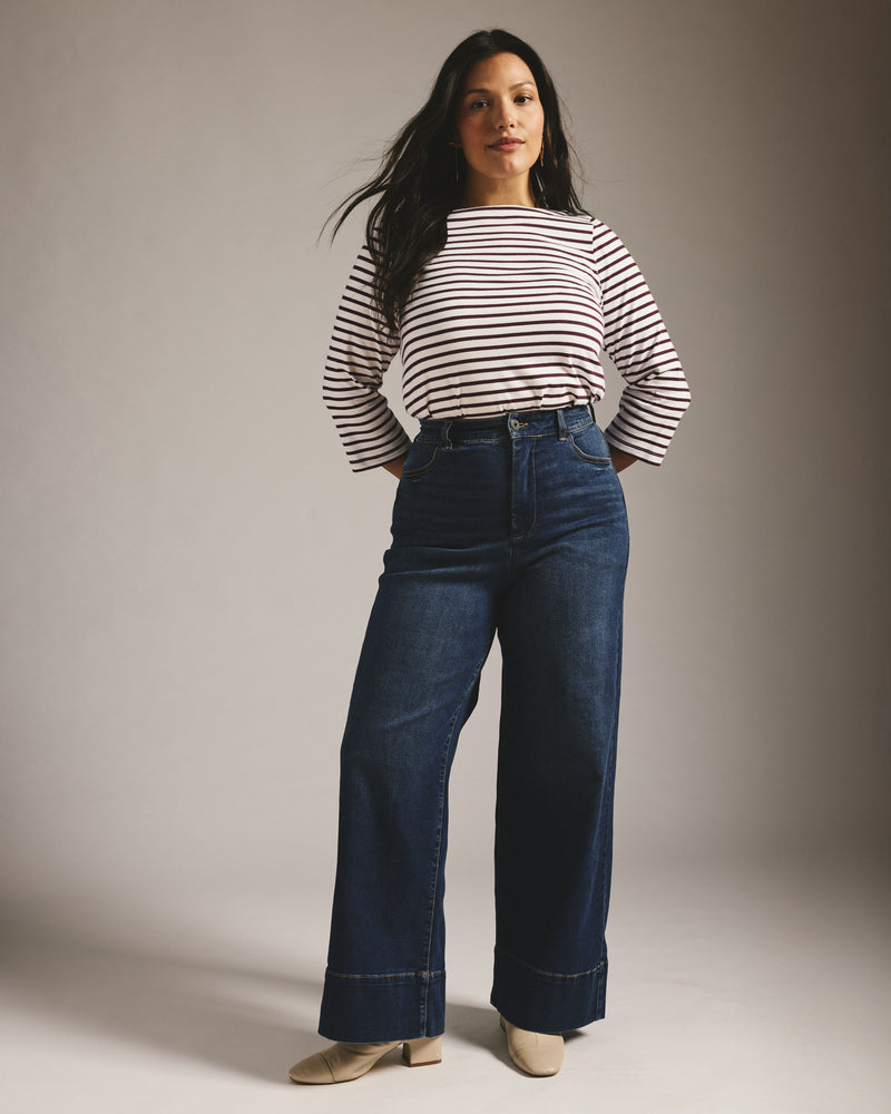 Carrie High Rise Wide Leg Jeans - Naval Blue Wash
