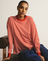 Long Sleeve Relaxed Tee - Poppy/Ecru Stripe