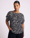 Helena Divine Jersey Gathered Tee - Black Bosco Print | Plus Size & Straight Size Women's Fashion | Universal Standard