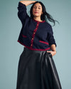 Gabrielle Button-Front Cardigan - Midnight with Red Accents
