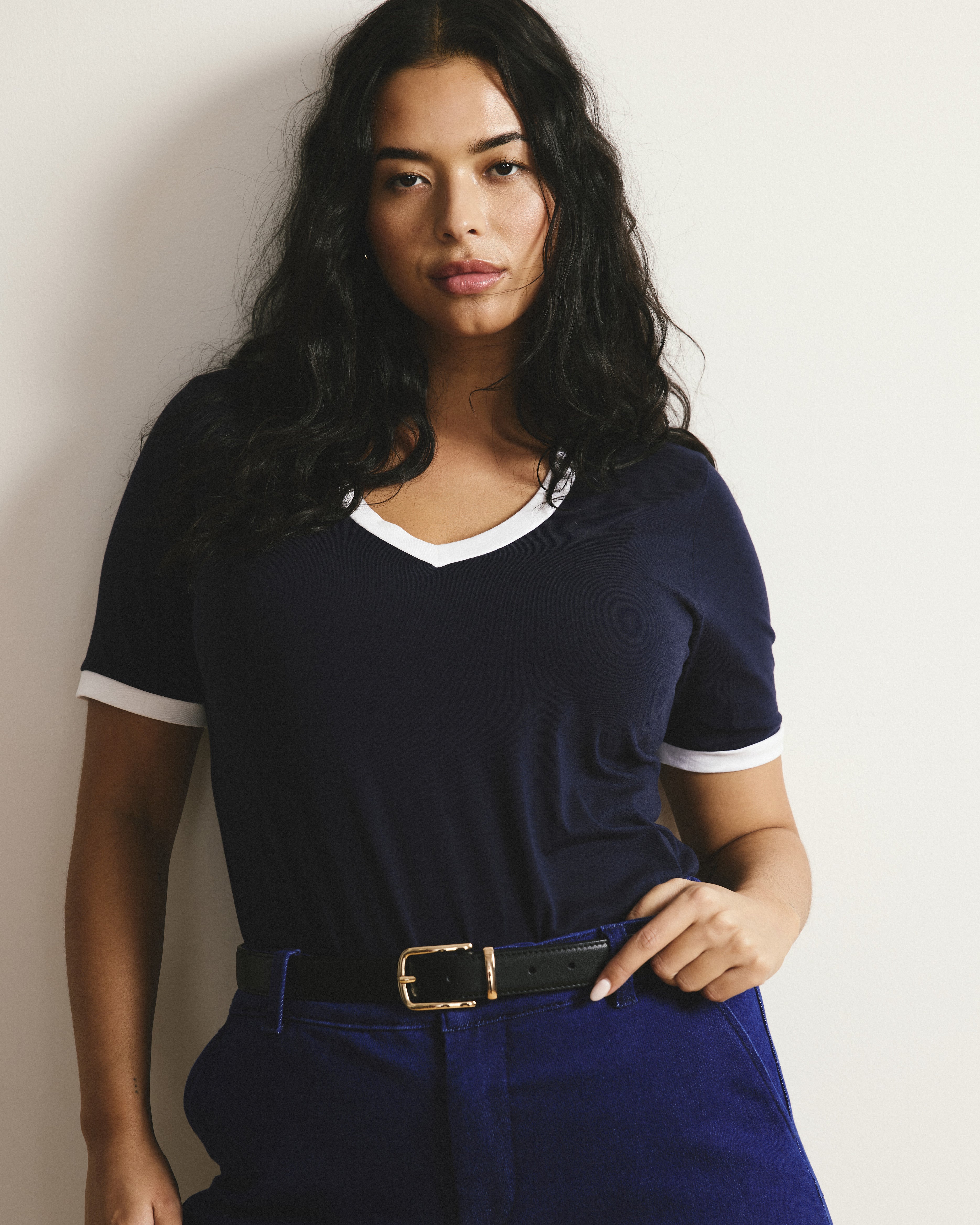 V Rex - Navy/White Trim | Plus Size & Straight Size Women's Fashion | Universal Standard