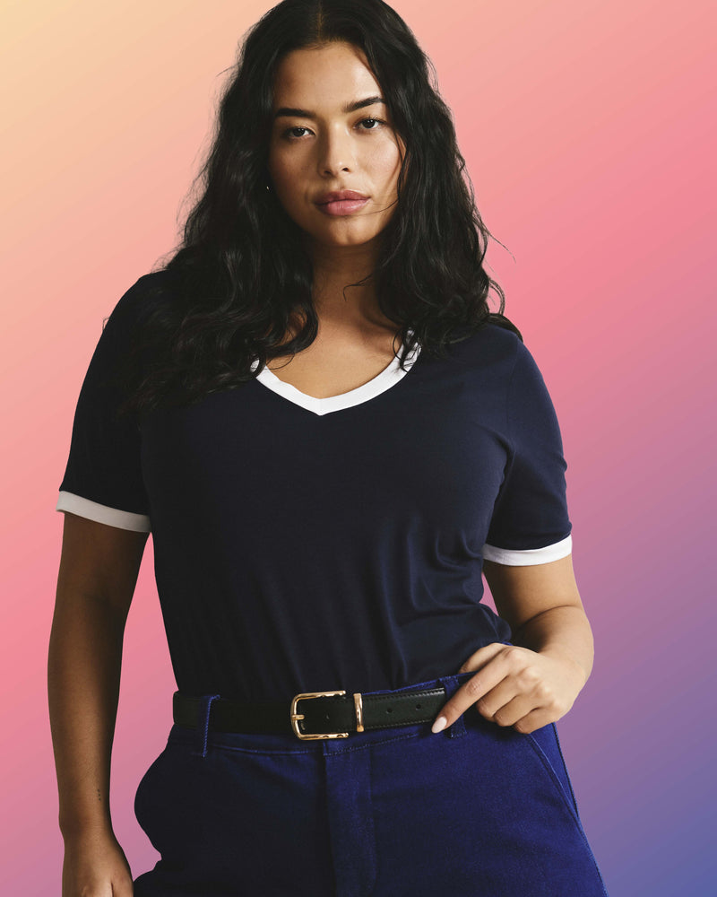 V Rex - Navy/White Trim | Plus Size & Straight Size Women's Fashion | Universal Standard