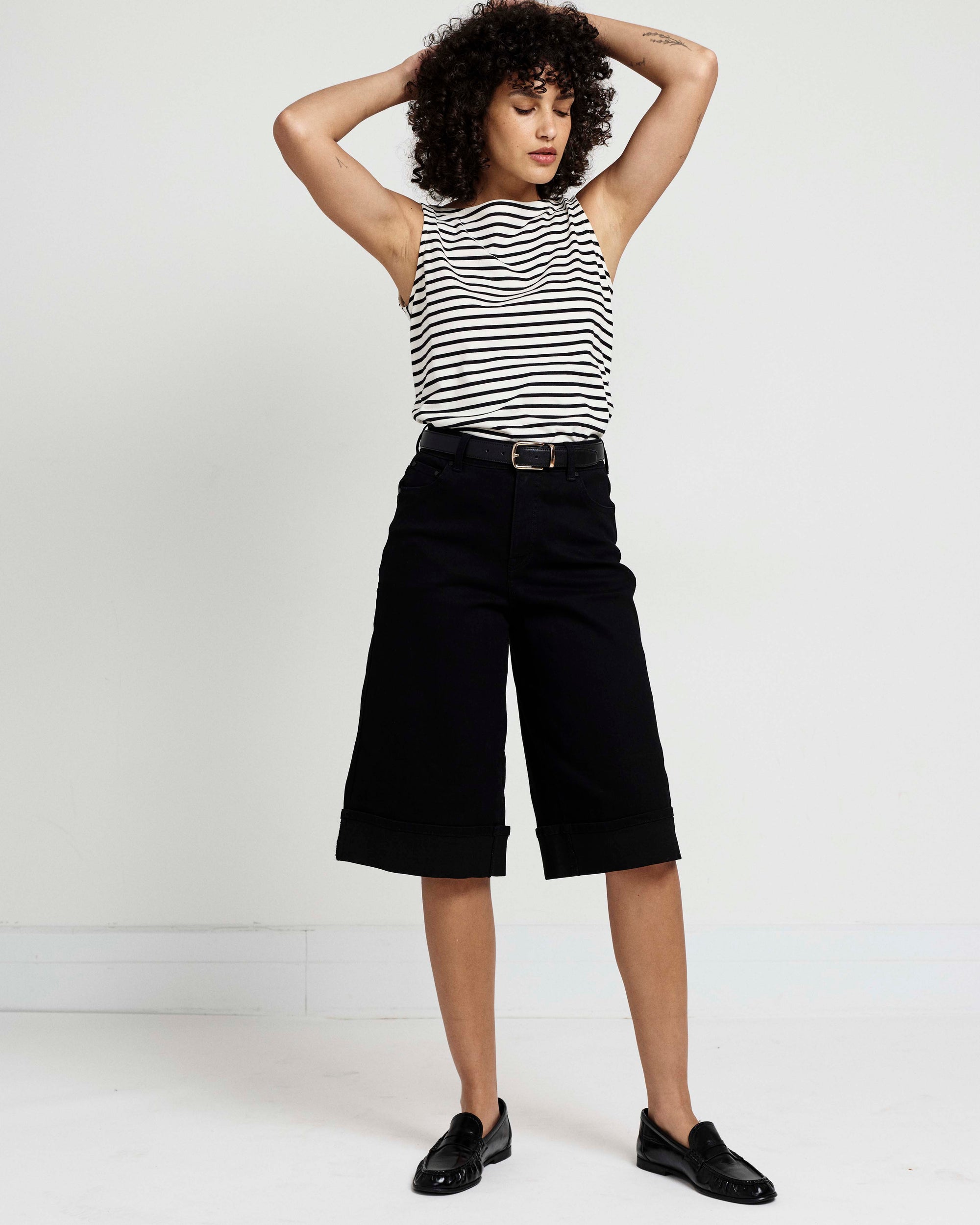 Briony Below the Knee Denim Shorts - Jet Black | Plus Size & Straight Size Women's Fashion | Universal Standard