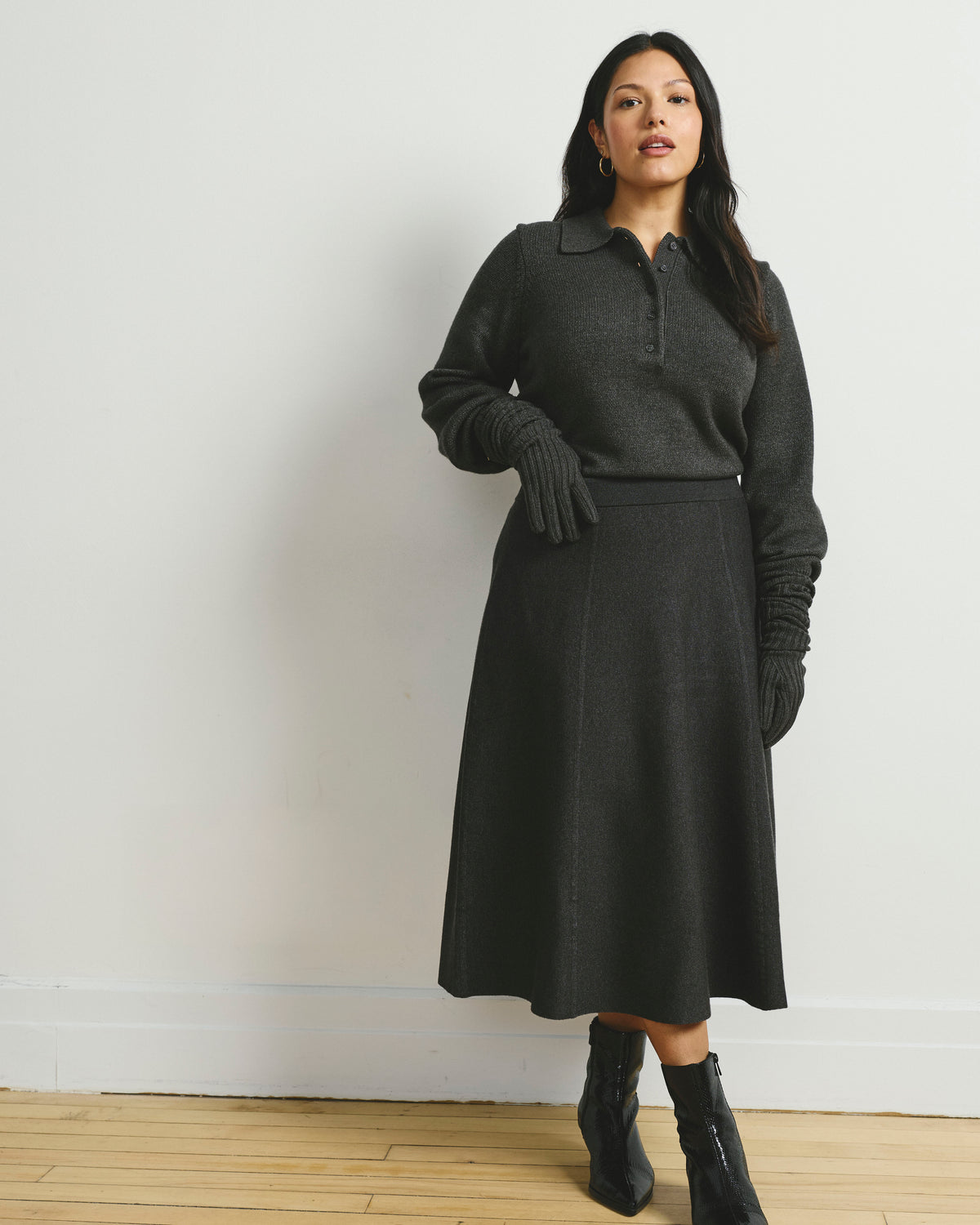 Leonora Sweater Skirt - Dark Gray