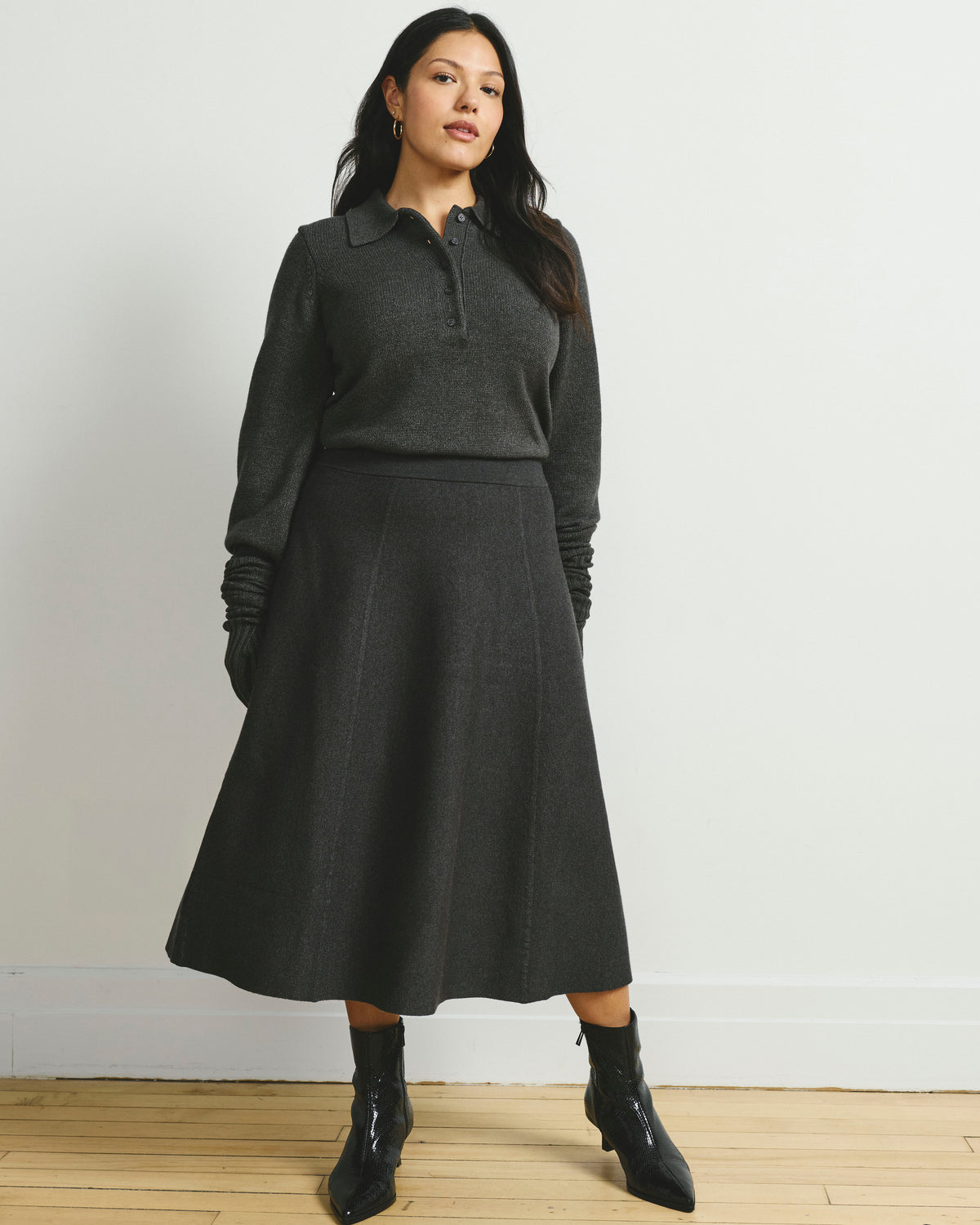 Leonora Sweater Skirt - Dark Gray