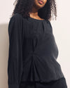 Sabrina Twist Front Stretch Cupro Blouse - Black