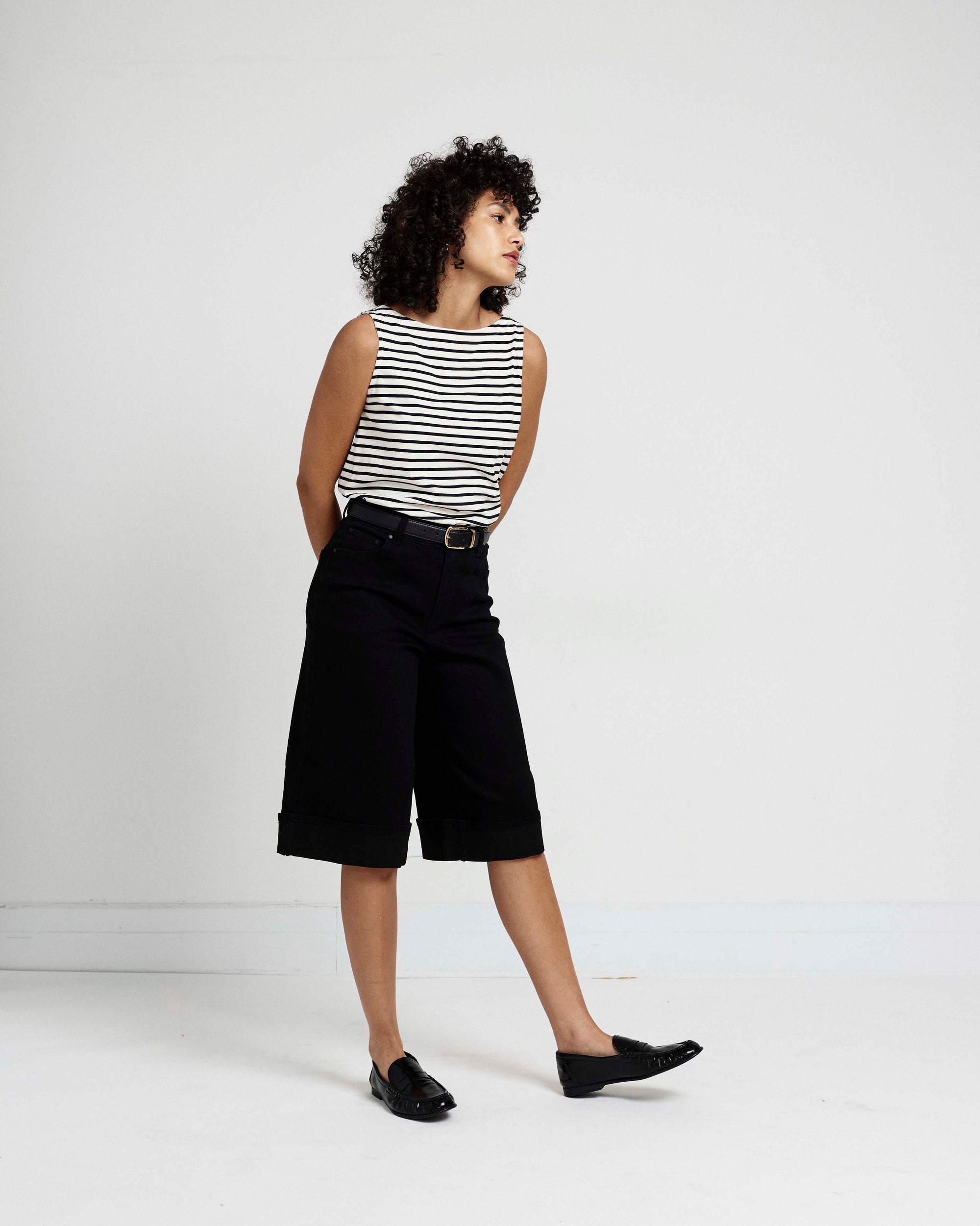 Briony Below the Knee Denim Shorts - Jet Black | Plus Size & Straight Size Women's Fashion | Universal Standard
