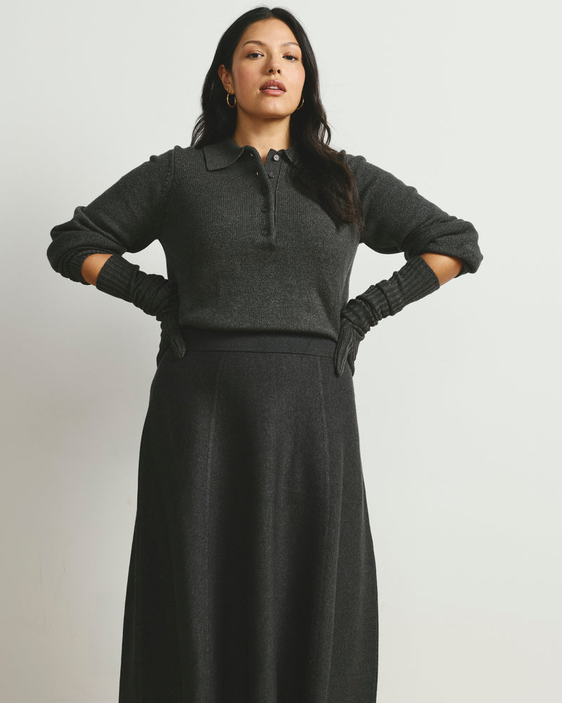 Soft Spun Polo Sweater - Dark Gray