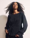 Sabrina Twist Front Stretch Cupro Blouse - Black