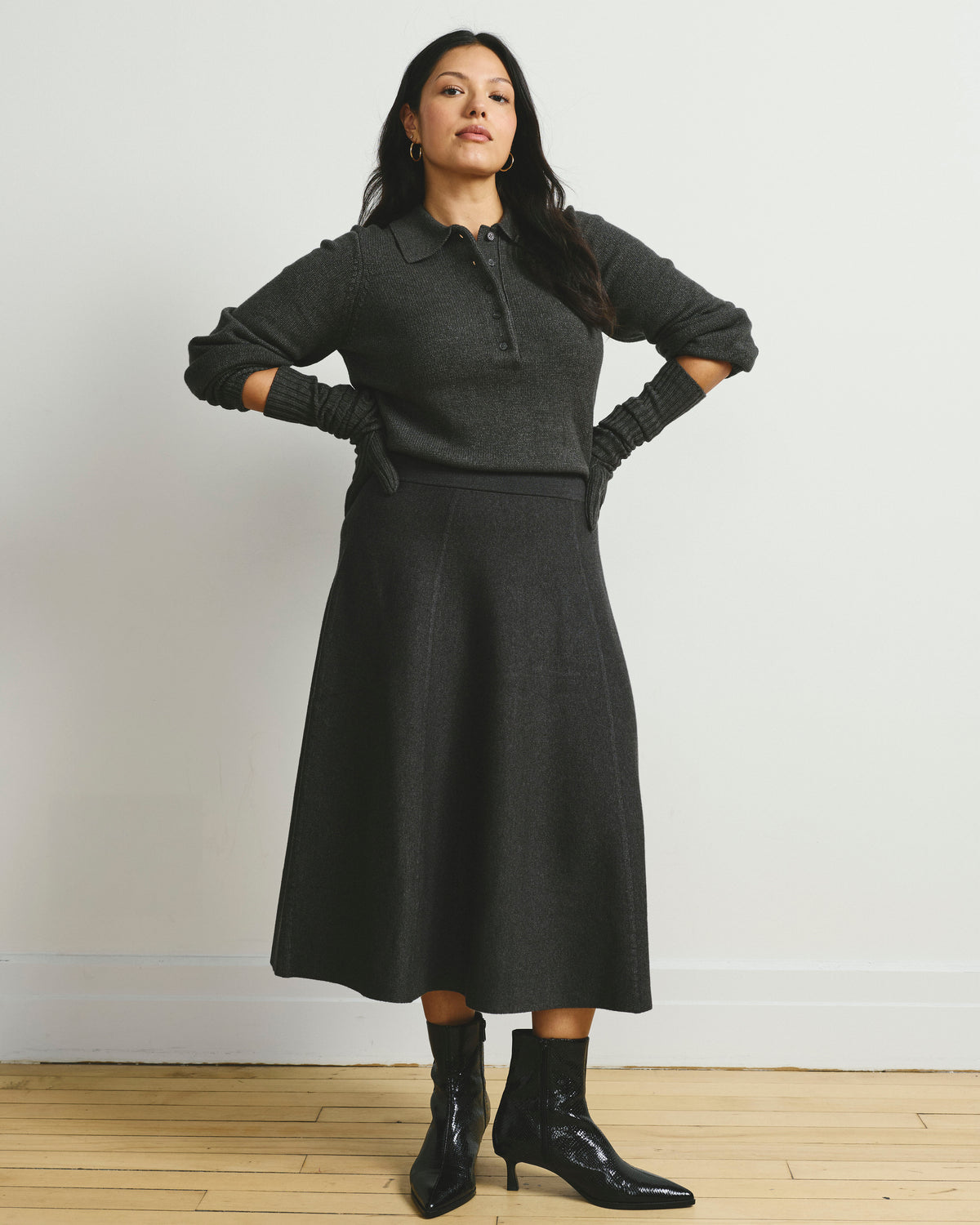 Leonora Sweater Skirt - Dark Gray