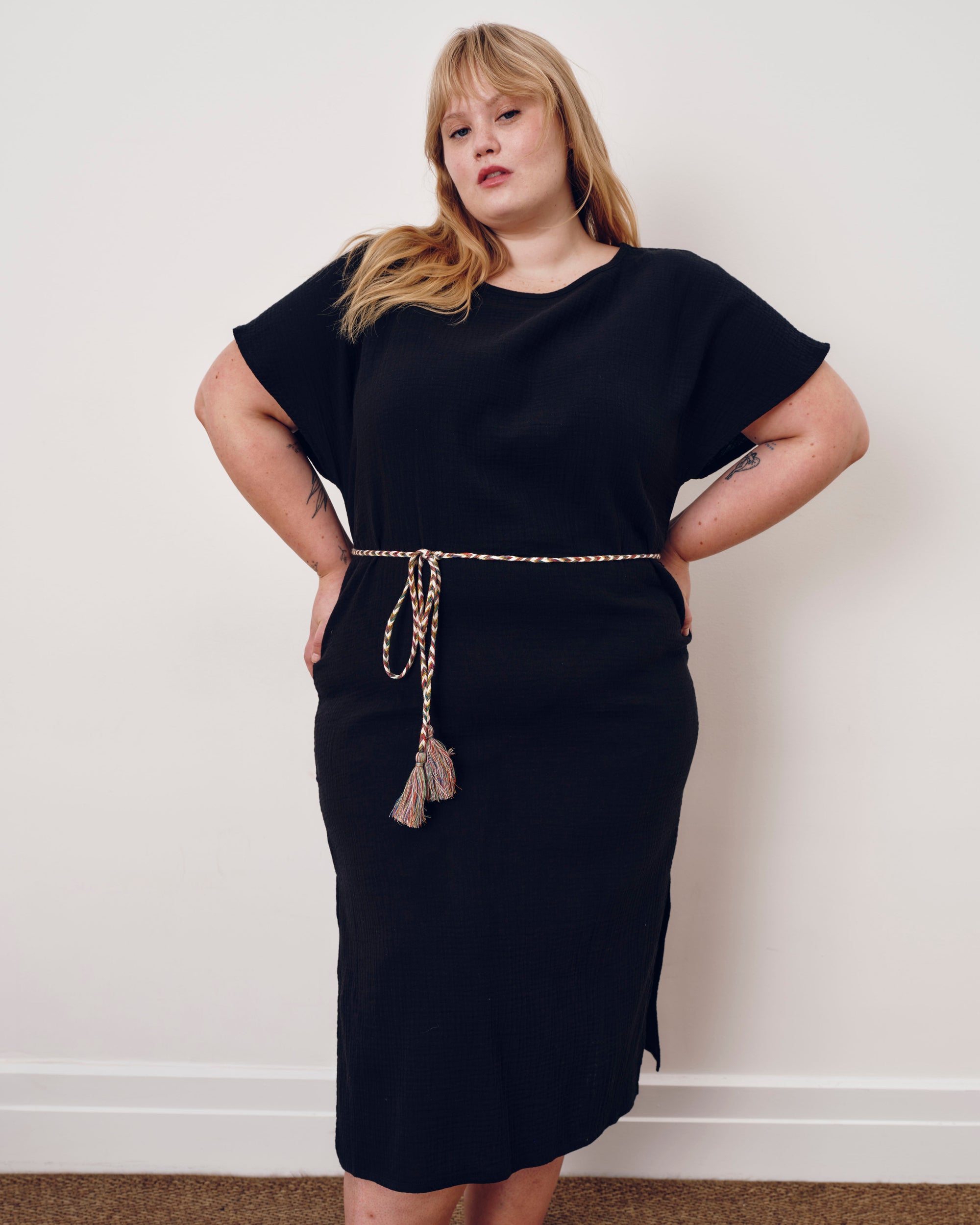 Luxe Cotton Gauze Beach Dress - / Black- SizeXL Luxe Cotton Gauze Beach Dress - / Black- SizeXL