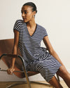 Iconic Geneva V-Neck Dress - Navy/White Stripe