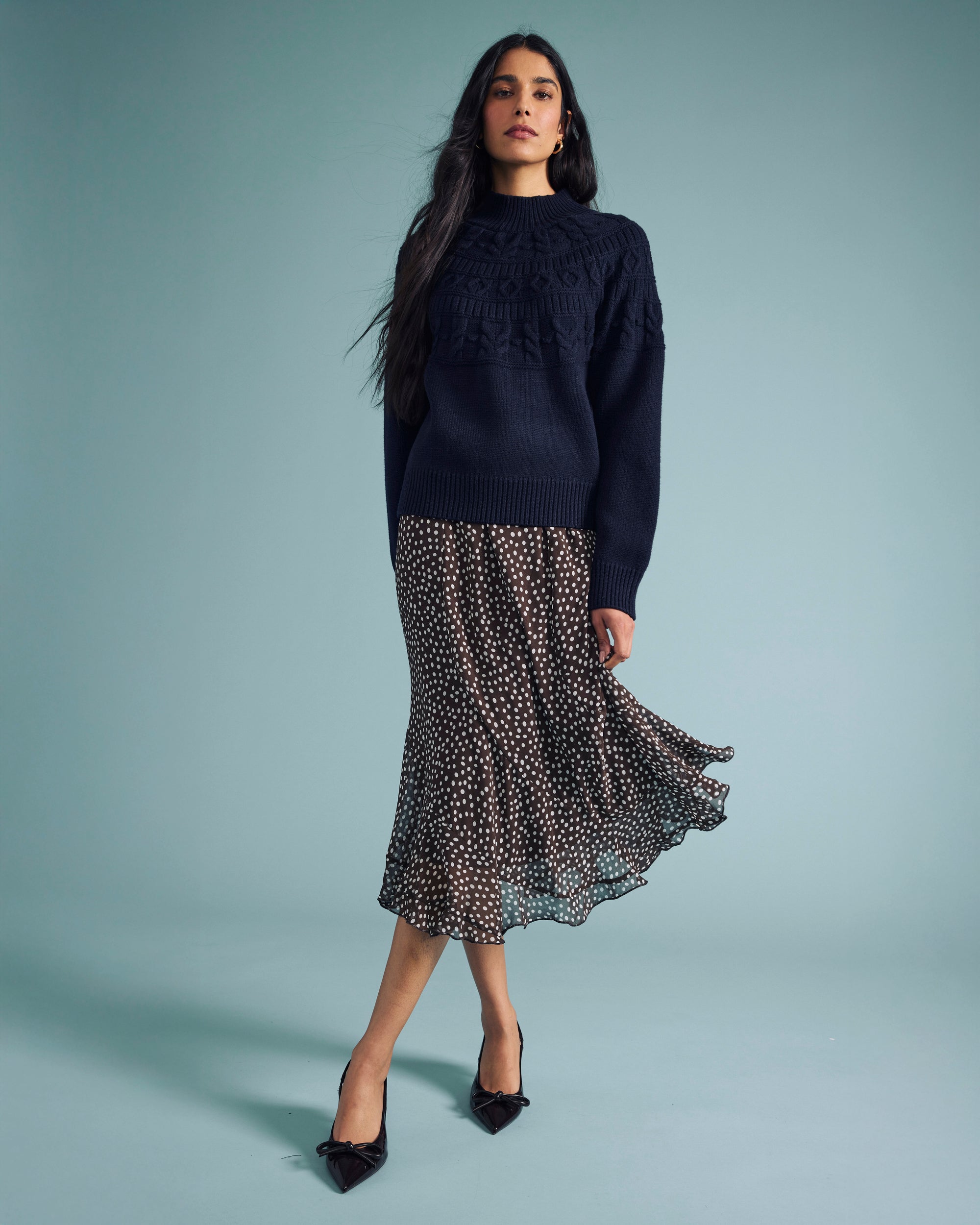 Safiya Cable Knit Sweater - Midnight
