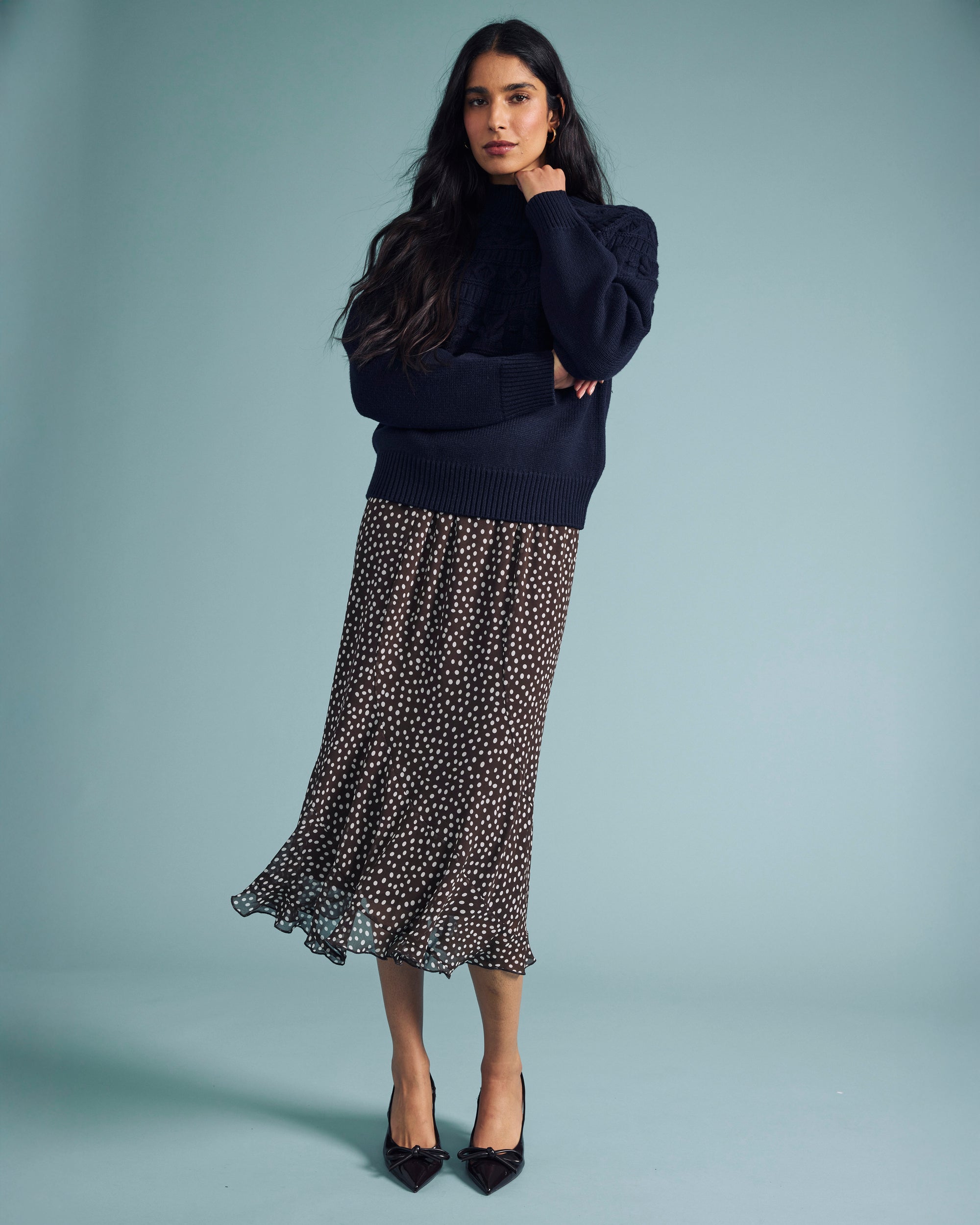 Safiya Cable Knit Sweater - Midnight