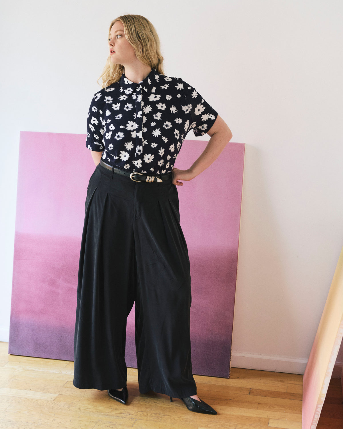 Chelsea Liquid Jersey Short Sleeve Shirt - Mystic Blossom | Plus Size & Straight Size Women's Fashion | Universal Standard