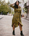 Morgan Belted Stretch Flannel Shirtdress - Chamomile Yellow Plaid