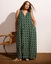 Islet Button-Down Linen Maxi Dress - Green Trellis Print | Plus Size & Straight Size Women's Fashion | Universal Standard