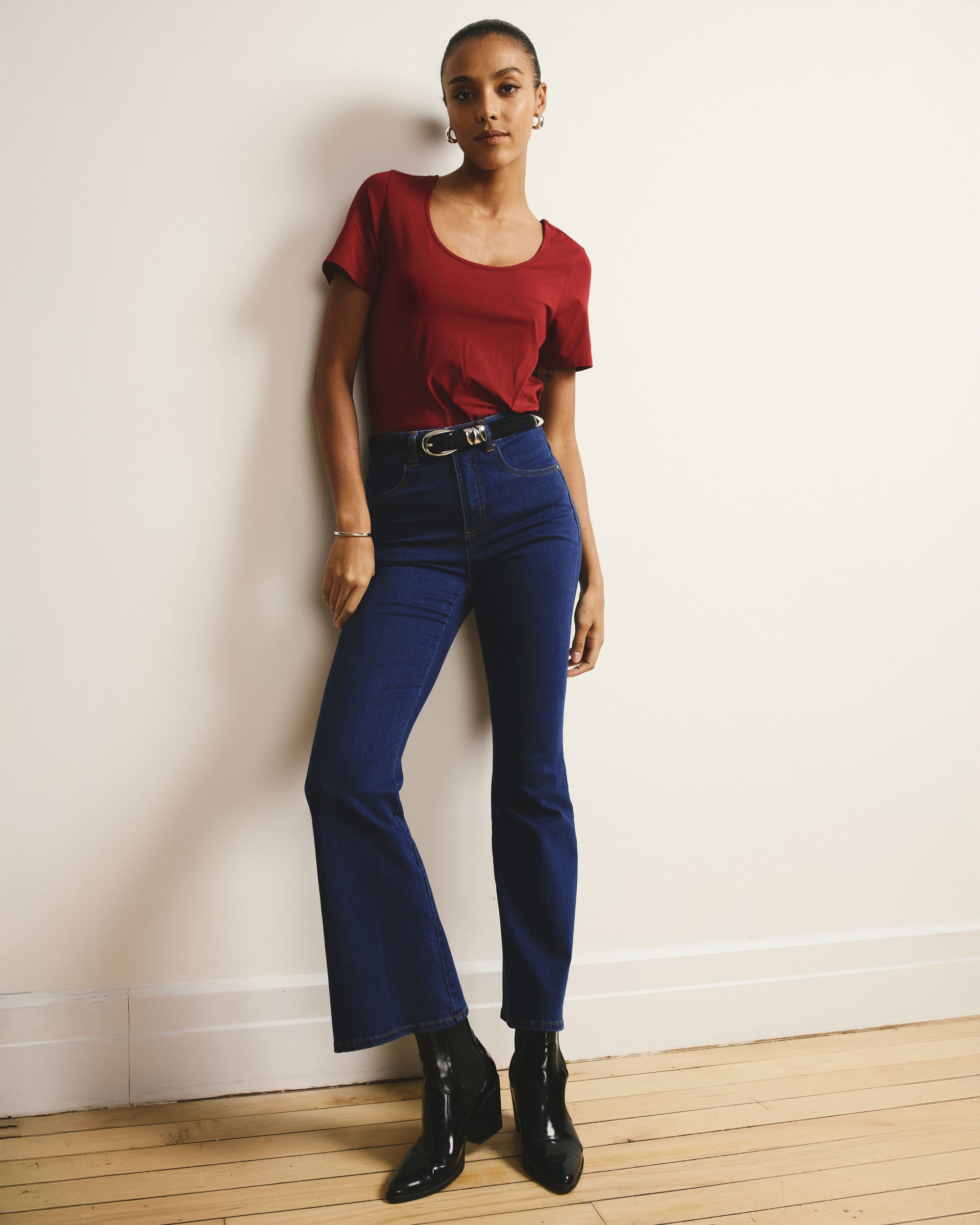 Scoop Neck Tee - Garnet