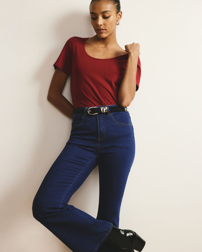 Scoop Neck Tee - Garnet