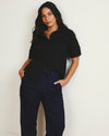 Elbe Stretch Poplin Short Sleeve Shirt - Black | Plus Size & Straight Size Women's Fashion | Universal Standard