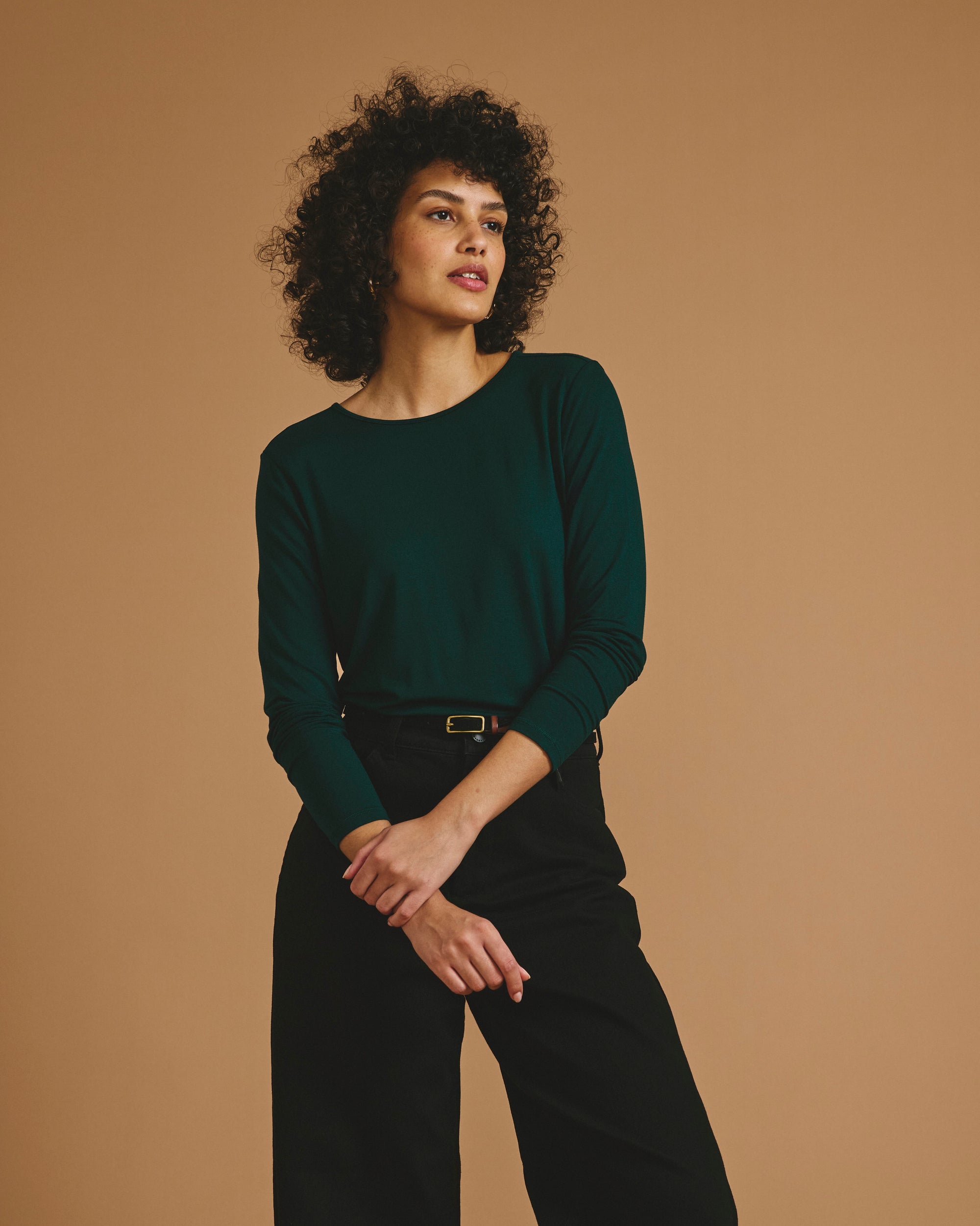 Joan Liquid Jersey Long Sleeve Top - Forest Green | Plus Size & Straight Size Women's Fashion | Universal Standard