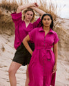 Sandy Stretch Linen Shirtdress - Hyper Pink | Plus Size & Straight Size Women's Fashion | Universal Standard