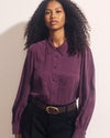 Spellbound Pleated Stretch Cupro Blouse - Potion Purple
