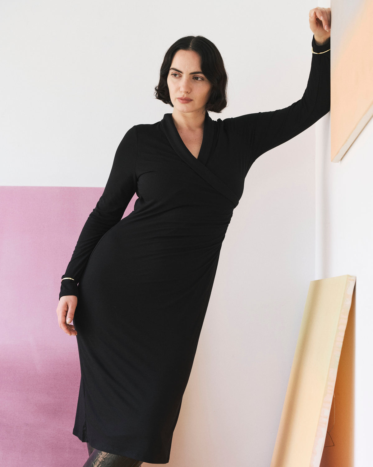 Shawl Collar Liquid Jersey Dress - Black | Plus Size & Straight Size Women's Fashion | Universal Standard