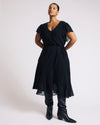 Woman wearing Seville Chiffon Dress - Black from Universal Standard