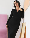 Shawl Collar Liquid Jersey Dress - Black | Plus Size & Straight Size Women's Fashion | Universal Standard